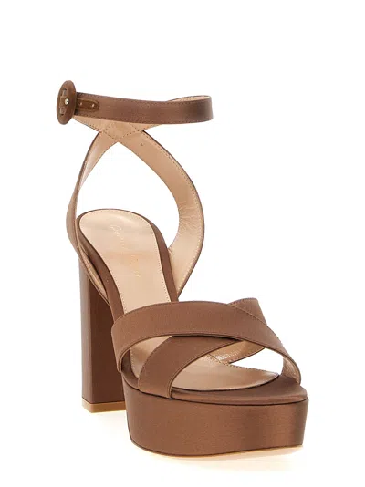 Gianvito Rossi "sabrina" Open Toe Platform Sandals In Brown