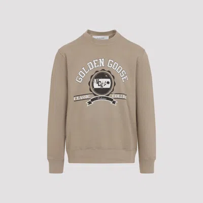 Golden Goose College Print Crewneck Cotton Sweatshirt In Neutral
