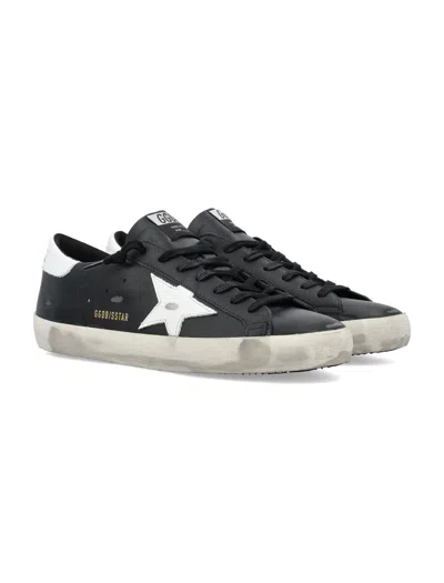 Golden Goose Super-star In Black Leather With White Leather Star And Heel Tab In Black