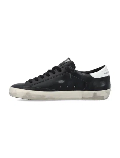 Golden Goose Super-star In Black Leather With White Leather Star And Heel Tab In Black