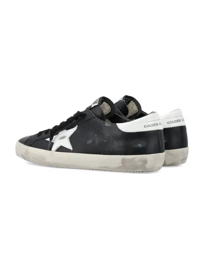 Golden Goose Super-star In Black Leather With White Leather Star And Heel Tab In Black