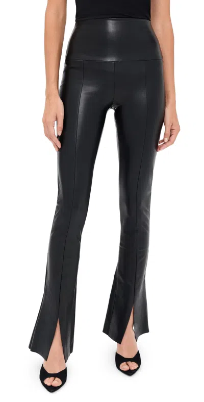Norma Kamali Spat Vegan Leather Flared Leggings In Black