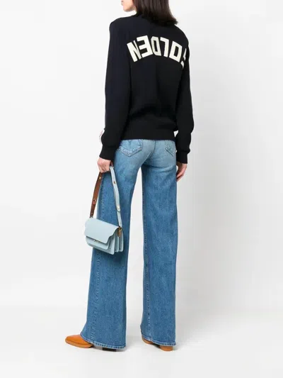 Golden Goose Sweater With Logo On The Back In Blue