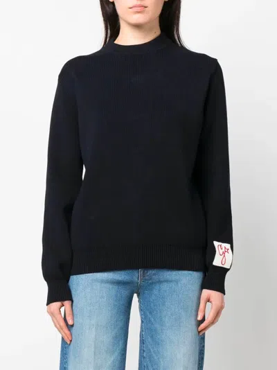 Golden Goose Sweater With Logo On The Back In Blue