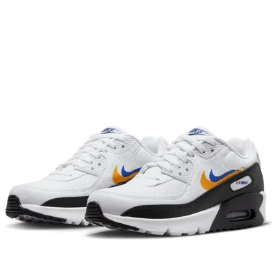 Nike (gs)  Air Max 90 'double Swoosh White Black Gold Royal' In Multi