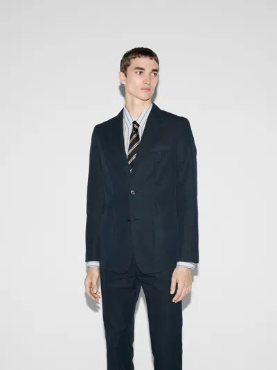 Gucci Embossed Cotton Twill Jacket In Blue