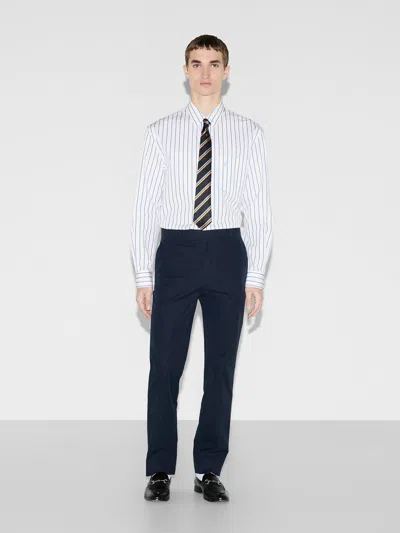 Gucci Embossed Cotton Twill Trouser In Blue