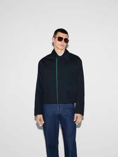 Gucci Men Midnight Blue Gabardine Jacket In Black