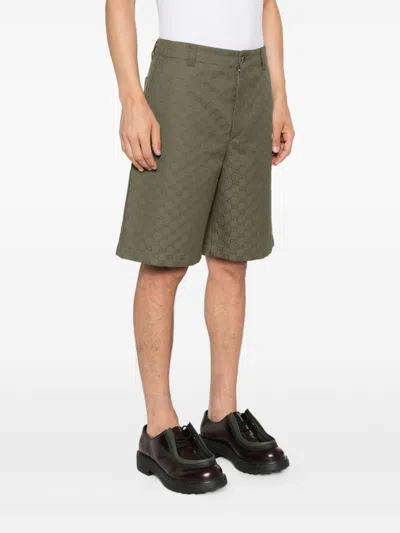 Gucci Men Gg Canvas Bermuda Shorts In Green