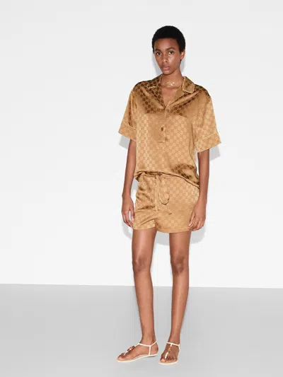Gucci Gg Satin Shorts In Neutral