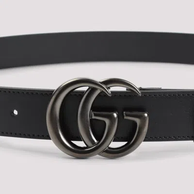 Gucci Gg Marmont Thin Belt In Black