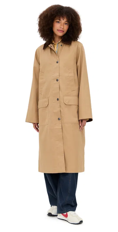 Alex Mill Lillian Coat In Twill Gaberdine Khaki In Brown