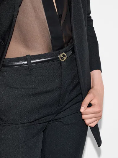 Gucci Black Belt With Iconic Logo Buckle In Black