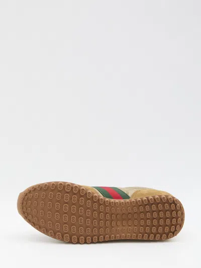 Gucci Men Re-motion Gg Nylon And Suede Sneakers In Brown