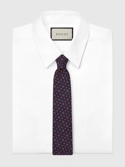 Gucci Silk Jacquard Tie In Blue