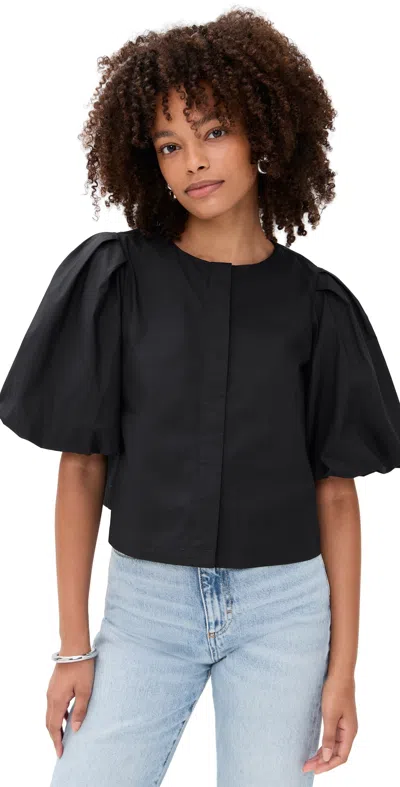 Le Bop Liza Puff Sleeve Shirt Black In Black