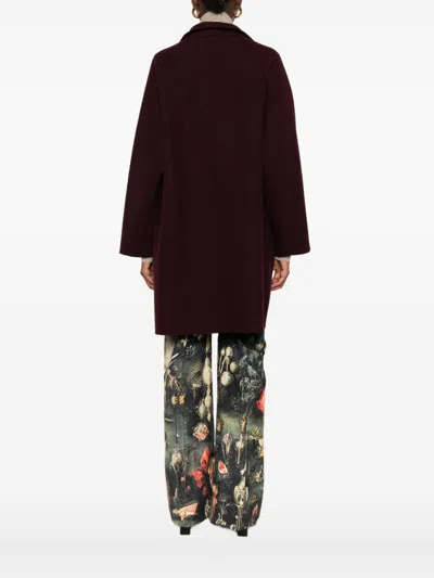 Harris Wharf London Wool Coat With High Neck And Raglan Sleeves In Burgundy
