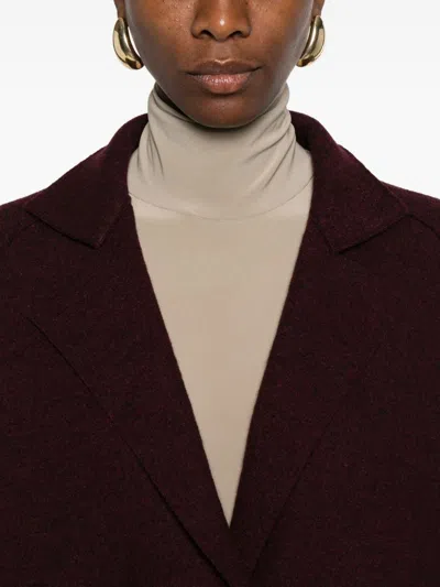 Harris Wharf London Wool Coat With High Neck And Raglan Sleeves In Burgundy