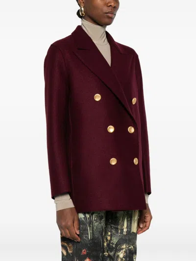 Harris Wharf London Wool Double-breasted Coat In Brown