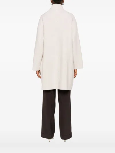 Harris Wharf London Wool High Neck Coat With Side Pockets In White