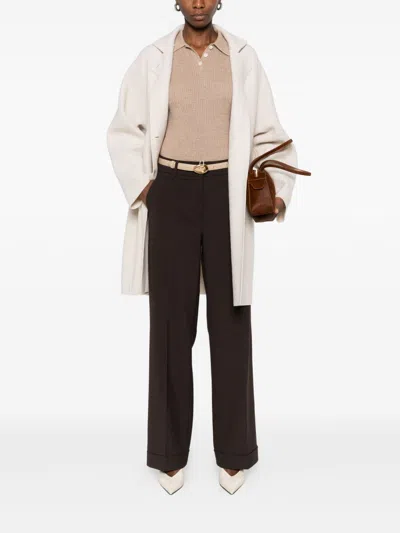 Harris Wharf London Wool High Neck Coat With Side Pockets In White
