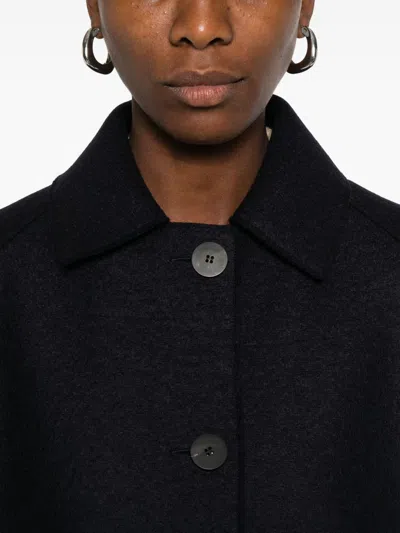 Harris Wharf London Navy Blue Button-front Coat