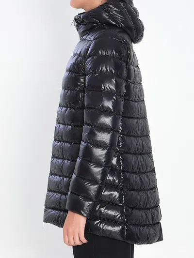 Herno Black Down Jacket With Fixed Hood And Two Front Welt Pockets With Zip In Black