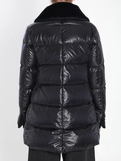 Herno Light Puffer With Collar Fur In Black