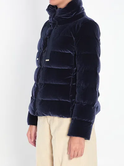 Herno Jacket In Smooth Velvet In Blue