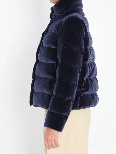 Herno Jacket In Smooth Velvet In Blue