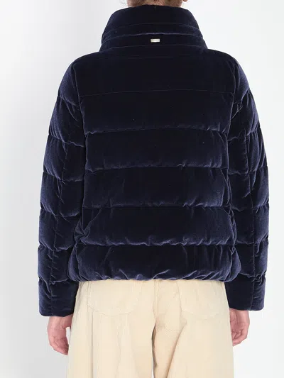 Herno Jacket In Smooth Velvet In Blue
