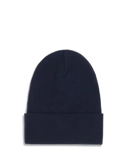 Moncler Grenoble Logo Patch Knitted Beanie In Blue