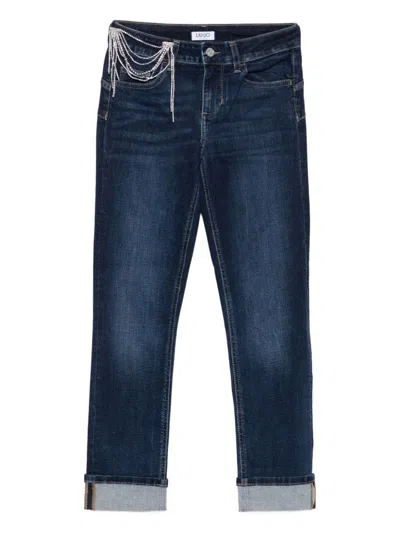 Liu •jo Rhinestone-embellished Straight-leg Jeans In Blue
