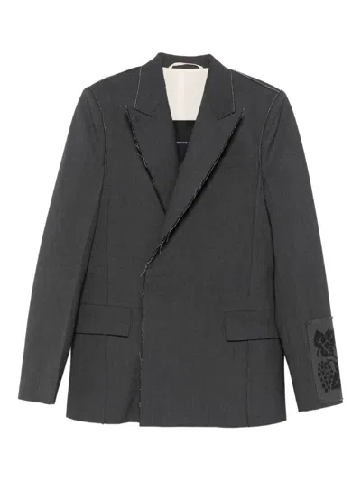 Federico Cina Raw Cut Double-breasted Jacket Clothing In Gray