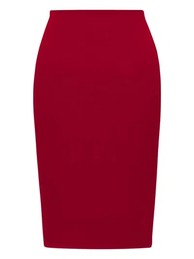 Saint Laurent Mid-rise Pencil Skirt In Satin Clothing In Red