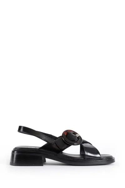 Prada Brused Leather Sandals In Black