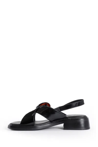 Prada Brused Leather Sandals In Black