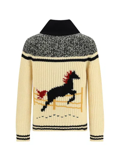 Guest In Residence Rodeo Shawl-collar Intarsia-knit Wool And Cashmere-blend Cardigan In Neutral