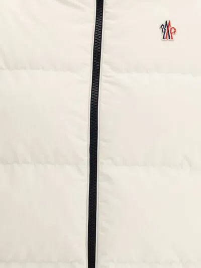 Moncler High Collar Fleece Pullover With Elastic Hem In White