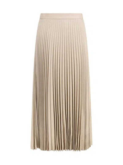 True Royal Pleated Wool Skirt In Neutral