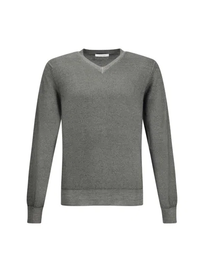 Cruciani V-neck Long-sleeve Sweater In Gray