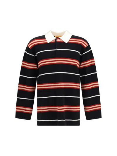 Guest In Residence Rugby Striped Cashmere Polo Shirt In Black