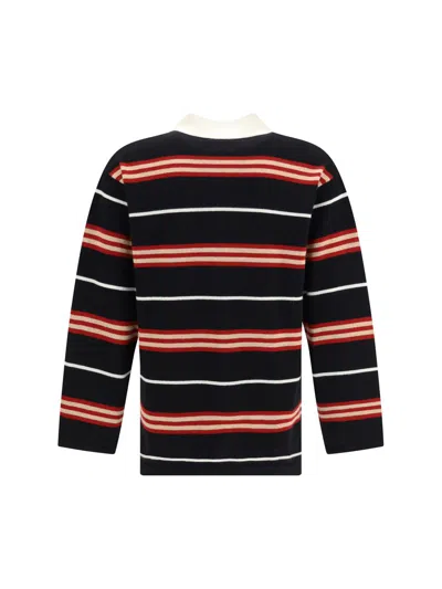 Guest In Residence Rugby Striped Cashmere Polo Shirt In Black