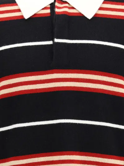 Guest In Residence Rugby Striped Cashmere Polo Shirt In Black