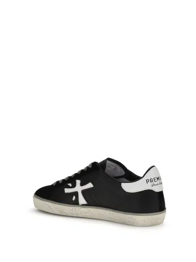Premiata Black Leather Steven Sneakers In Black