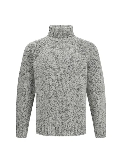 Zegna Cashmere And Wool Turtleneck Sweater In Gray