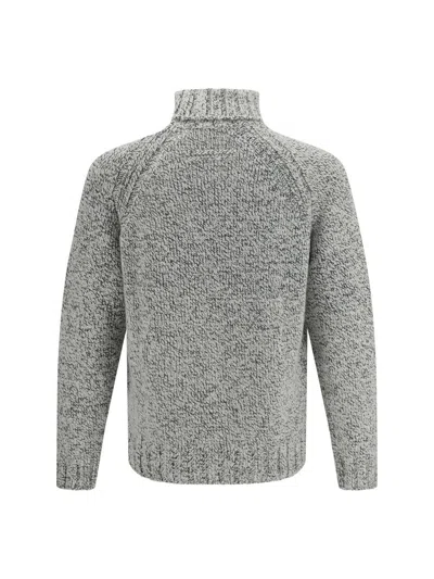 Zegna Cashmere And Wool Turtleneck Sweater In Gray