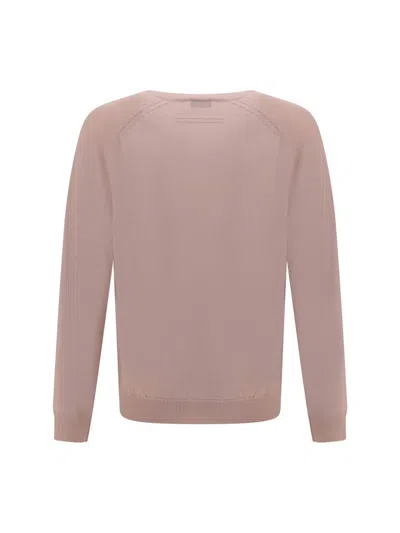 Zegna V-neck Cashmere Sweate In Pink