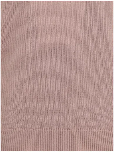 Zegna V-neck Cashmere Sweate In Pink