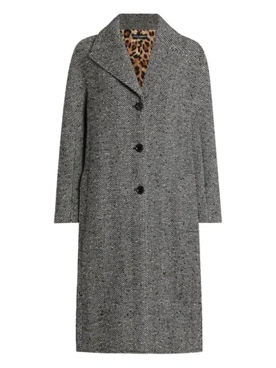Dolce & Gabbana Long Chevron Coat Clothing In Gray
